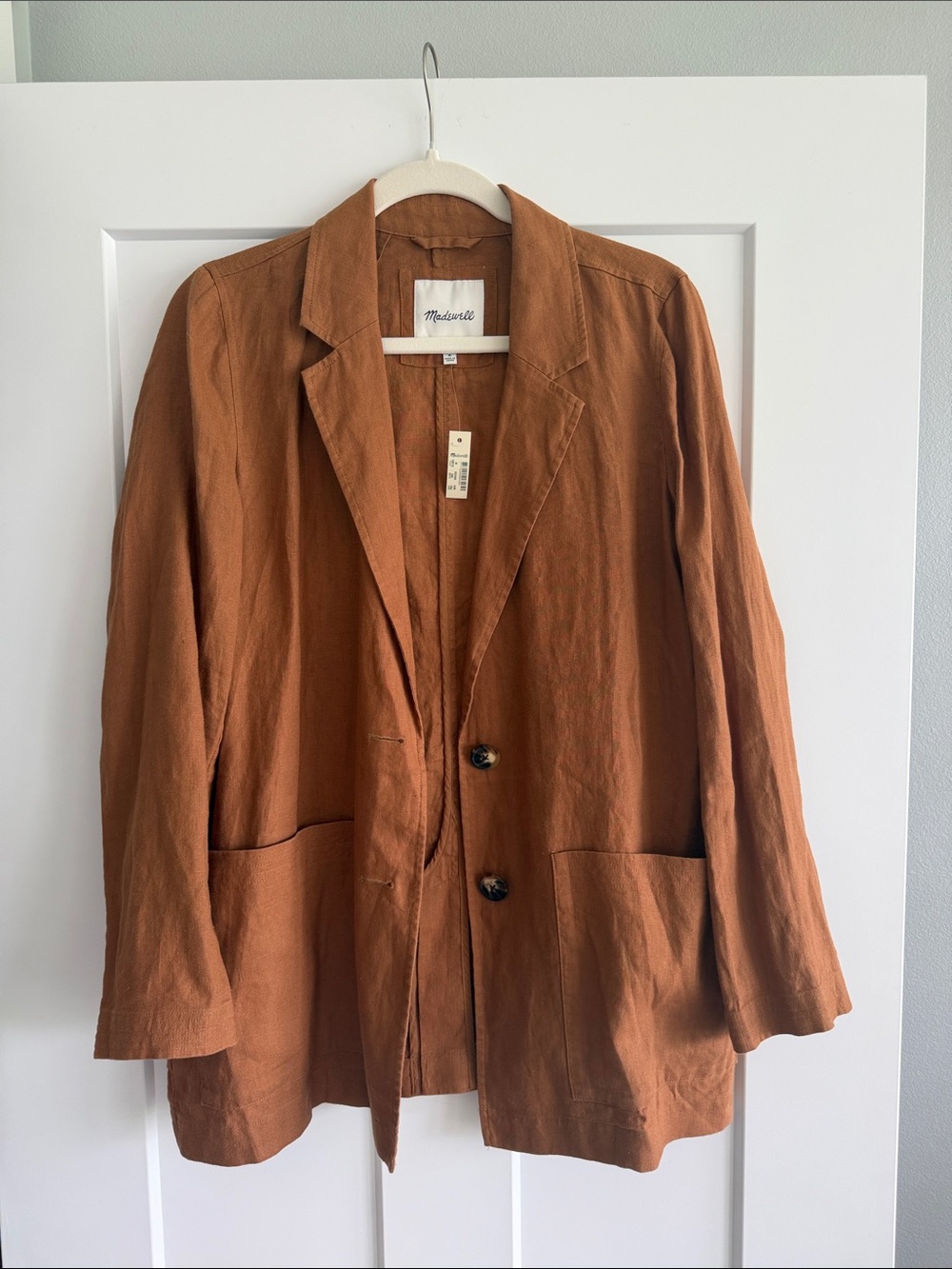 Madewell Rust-Toned Linen-Blend Blazer